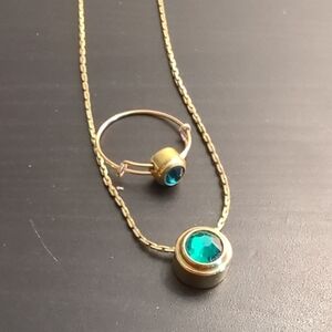 Alex and Ani Emerald And Gold Necklace And Ring